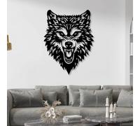 Arte De Pared De Metal con Forma De Lobo, Decoración De Pared De Metal con Forma De Lobo, Decoración De Pared De Hierro Negro Mate con Forma De Animal para Black 19×14/47×36cm