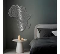 Arte de Pared de Metal con Huella Dactilar del Mapa de África, decoración Tribal Tradicional, Letrero Bohemio, decoración para Sala de Estar, Dormitorio y Cocina (platead