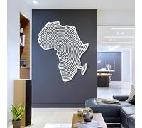 Arte de Pared de Metal con Huella Dactilar del Mapa de África, decoración Tribal Tradicional, Letrero Bohemio, decoración para Sala de Estar, Dormitorio y Cocina (Blanco,