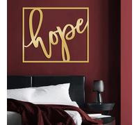 Arte de Pared de Metal con la Palabra Esperanza, decoración de Pared con Palabras de fe Cristiana, decoración inspiradora enmarcada para el hogar (Dorado, 47 x 39/120 x