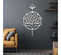 Arte de Pared de Metal con Mandala de Loto, Flor de Loto, decoración de Pared con Mandala, decoración de Pared de Yoga, Espiritual, Loto, para Sala de Estar (bl