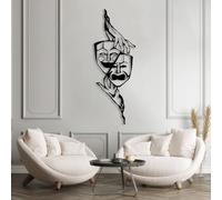 Arte de Pared de Metal con máscaras de Comedia y Risa, decoración dramática, Regalos para Amantes del Teatro (121 x 43,5 cm, Negro)