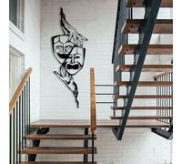 Arte de Pared de Metal con máscaras de Comedia y Risa, decoración dramática, Regalos para Amantes del Teatro (105 x 38 cm, Negro)