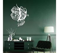 Arte de Pared de Metal con Notas Musicales de Mariposa, decoración de Mariposas, música para Sala de Estar, Dormitorio, baño y hogar (Blanco, 60 x 48