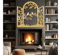 Arte de Pared de Metal con pájaro Negro y Rama para Ventana, decoración de Pared de Metal con Silueta de Naturaleza, decoración de Arte de Interior para Pasillo, Sala de Estar, Dormitorio, p