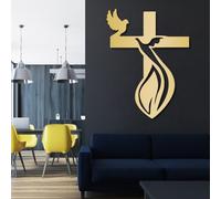 Arte de Pared de Metal con Paloma en Cruz, decoración Cristiana, Cruz, Cruz de Jesús, decoración de pájaros, Regalos Cristianos, Regalos de inauguraci