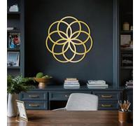 Arte de pared de metal con semilla de vida, decoración de estudio de oficina de geometría sagrada, escultura moderna para sala de estar, dormitorio, pasillo y escaleras