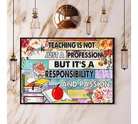 Arte de pared de metal con texto en inglés "Teaching is A Responsibility and Passion" - Letreros de metal retro vintage para decoración de habitación, arte estético de pared, letrero de lata para