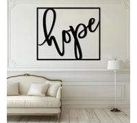 Arte de Pared de Metal con Texto Esperanza, decoración de Pared con Palabras de fe Cristiana, decoración inspiradora enmarcada para el hogar (Negro, 47 x 39/120 x 100 c