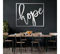 Arte de Pared de Metal con Texto Esperanza, decoración de Pared con Palabras de fe Cristiana, decoración inspiradora enmarcada para el hogar (Plata, 47 x 39/120 x 100 c