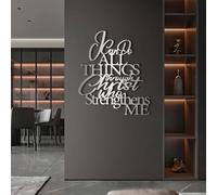 Arte de Pared de Metal con versículo bíblico, Cristiano, Todo lo Puedo en Cristo Que me fortalece, decoración Cristiana para el hogar, Arte con Palabras para Dormitorio