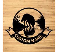 Arte de pared de metal de lobo personalizado, letreros de nombre de metal personalizados, letreros de luz LED, letreros de 10 a 24 pulgadas, regalos para amantes del lobo