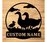 Arte de pared de metal de pato, letreros de nombre de metal de pato, letreros de luz LED, letreros de 10 a 24 pulgadas