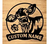 Arte de pared de metal de vaca, letreros de nombre de metal de vaca, letreros de luz LED, letreros de 10 a 24 pulgadas