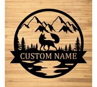 Arte de pared de metal de zorro, letreros de nombre de metal de zorro, letreros de luz LED, letreros de 10 a 24 pulgadas