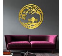 Arte de Pared de Metal, decoración, Arte, decoración de Parejas, decoración de Amor, Colgante, decoración de Sr. y Sra. para Dormitorio (Dorado, 90 x 90 cm)