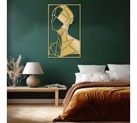 Arte de Pared de Metal, decoración de líneas, decoración geométrica de Alambre, Lujo Moderno, decoración estética, decoración para Sala de Estar (Dorado, 105 x 63 cm)