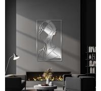 Arte de Pared de Metal, decoración de líneas, decoración geométrica de Alambre, Lujo Moderno, decoración estética, decoración para Sala de Estar (Plata, 150 x 91 cm)