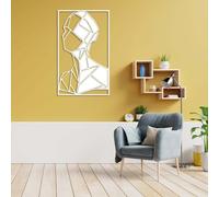 Arte de Pared de Metal, decoración de líneas, decoración geométrica de Alambre, Lujo Moderno, decoración estética, decoración para Sala de Estar (Blanco, 121 x 73 cm)