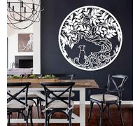 Arte de Pared de Metal Decoración de Pared Árbol de la Vida Blanco con Perro Regalo Minimalista para Amantes de los Perros Árbol de la Vida Decoración de Trabajo Escultura Moderna para Sala de Estar