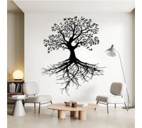 Arte de Pared de Metal Decoración de Pared Árbol de la Vida Negro Árbol de la Familia de Hojas Dormitorio Árbol de la Vida Decoración de Trabajo Escultura Moderna para Sala de Estar Dormitorio Pasill