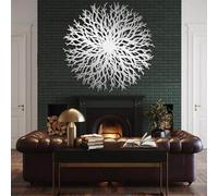 Arte de Pared de Metal Decoración de Pared Árbol Redondo Plateado Rama Abstracta Obra de árbol contemporánea Decoración Escultura Moderna para Sala de Estar Dormitorio Pasillo y escaleras Naturaleza