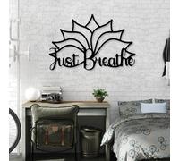 Arte de Pared de Metal, decoración de Pared Just Breathe Lotus, Flor de Loto, atención Plena, decoración de Pared Just Breathe, Palabras cursivas para la Sala de Esta