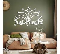 Arte de Pared de Metal, decoración de Pared Just Breathe Lotus, Flor de Loto, atención Plena, decoración de Pared Just Breathe, Palabras cursivas para la Sala de Esta