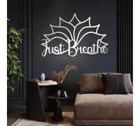 Arte de Pared de Metal, decoración de Pared Just Breathe Lotus, Flor de Loto, atención Plena, decoración de Pared Just Breathe, Palabras cursivas para la Sala de Esta