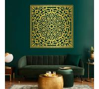 Arte de Pared de Metal Decoración de Pared Mandala Negro Sala de Estar Obra de Mandala Decoración Escultura Moderna para Sala de Estar Dormitorio Pasillo y escaleras (Oro 24"X24" 60X60C