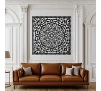 Arte de Pared de Metal Decoración de Pared Mandala Negro Sala de Estar Obra de Mandala Decoración Escultura Moderna para Sala de Estar Dormitorio Pasillo y escaleras (Negro 24"X24" 60X60