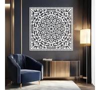 Arte de Pared de Metal Decoración de Pared Mandala Negro Sala de Estar Obra de Mandala Decoración Escultura Moderna para Sala de Estar Dormitorio Pasillo y escaleras (Blanco 24"X24" 60X60