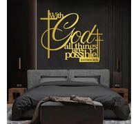 Arte de Pared de Metal Decoración de Pared Negra con Dios Todo es Posible Versículo bíblico Versículo bíblico Obra Decoración Escultura Moderna para Sala de Estar Dormitorio Pasillo y