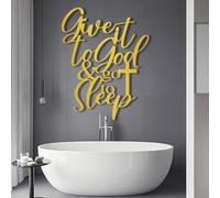 Arte de Pared de Metal Dorado Dáselo a Dios, decoración de Pared de Metal Cristiano para Dormitorio, Escultura Moderna con Cita Religiosa para Sala de Estar, Dormitorio, Pasillo y escale