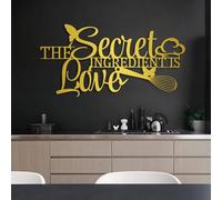 Arte de Pared de Metal Dorado El ingrediente Secreto es el Amor, decoración de Pared de Metal para Comedor, Cocina y Sala de Estar, Escultura Moderna Decorativa El ingrediente Secreto es