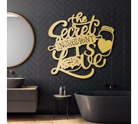 Arte de Pared de Metal Dorado El ingrediente Secreto Siempre es el Amor, Regalo de Arte de Cocina de Metal, decoración de Pared, Obra de Arte El ingrediente Secreto Siempre es el Amor, e