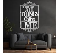 Arte de Pared de Metal Filipenses 4:13, decoración con versículos bíblicos, Escrituras, decoración Religiosa Cristiana, decoración del hogar, Regalo Cristiano (Plata, 82