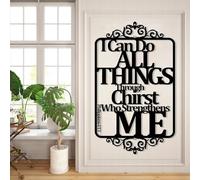 Arte de Pared de Metal Filipenses 4:13, decoración con versículos bíblicos, Escrituras, decoración Religiosa Cristiana, decoración del hogar, Regalo Cristiano (Negro, 55