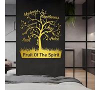 Arte de pared de metal Fruto del Espíritu, Decoración de pared de metal Fruto del Espíritu, Decoración de pared con versículo bíblico para sala de estar, dormitorio, pasillo (dorado 35"H x 3