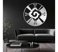 Arte de Pared de Metal Hunab KU, decoración Maya Azteca, geometría Sagrada, Colgante Azteca, mitología Maya, decoración para Interiores y Exteriores (Plata, 100 x 100 cm)