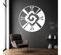 Arte de Pared de Metal Hunab KU, decoración Maya Azteca, geometría Sagrada, Colgante Azteca, mitología Maya, decoración para Interiores y Exteriores (Blanco, 47 x 47 cm)