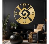 Arte de Pared de Metal Hunab KU, decoración Maya Azteca, geometría Sagrada, Colgante Azteca, mitología Maya, decoración para Interiores y Exteriores (Dorado, 47 x 47 cm)