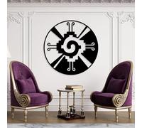 Arte de Pared de Metal Hunab KU, decoración Maya Azteca, geometría Sagrada, Colgante Azteca, mitología Maya, decoración para Interiores y Exteriores (Negro, 90 x 90 cm)