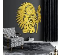 Arte de Pared de Metal Minimalista Moderno con Guerrero Indio Americano, decoración de Pared nativa Americana, decoración de Pared de Jefes Tribales para Sala de Estar, Dormitorio, Oficina, Cueva de