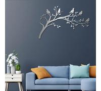 Arte de Pared de Metal Minimalista Moderno con pájaros, pájaros en una Rama, decoración de Pared con Hojas y Silueta de pájaro, Escultura de Rama de árbol para Sala de Estar, Dormitorio, Cocina, ofic