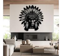 Arte de Pared de Metal Minimalista Moderno, decoración de Pared de Indios Americanos, decoración de Pared de nativos Americanos, decoración de Pared de Jefe Tribal para Sala de Estar, Dormitorio, ofi
