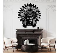 Arte de Pared de Metal Minimalista Moderno, decoración de Pared de Indios Americanos, decoración de Pared de nativos Americanos, decoración de Pared de Jefe Tribal para Sala de Estar, Dormitorio, ofi