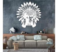 Arte de Pared de Metal Minimalista Moderno, decoración de Pared de Indios Americanos, decoración de Pared de nativos Americanos, decoración de Pared de Jefe Tribal para Sala de Estar, Dormitorio, ofi