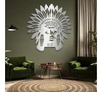 Arte de Pared de Metal Minimalista Moderno, decoración de Pared de Indios Americanos, decoración de Pared de nativos Americanos, decoración de Pared de Jefe Tribal para Sala de Estar, Dormitorio, ofi