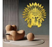 Arte de Pared de Metal Minimalista Moderno, decoración de Pared de Indios Americanos, decoración de Pared de nativos Americanos, decoración de Pared de Jefe Tribal para Sala de Estar, Dormitorio, ofi